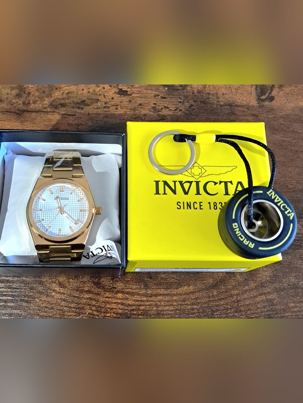 Invicta Celestial Men's Watch 40mm Gold  Waffle dial FREE Keychain